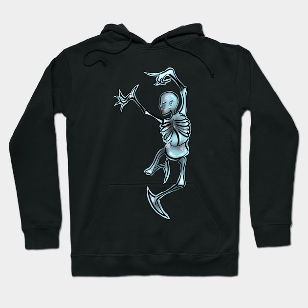 Blue Dancing Skeleton Hoodie by mizaarte